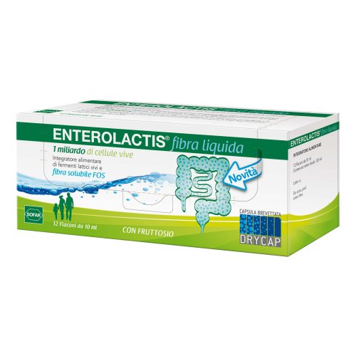 Enterolactis Fibra Liquida - Integratore Di Fermenti Lattici E Fibre 12 Flaconcini 10ml
