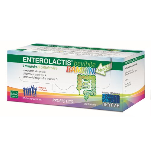 Enterolactis Bevibile Bambini - Integratore Di Fermenti Lattici 12 Flaconcini 10ml