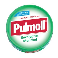 pulmoll eucalyptus menthol senza zucchero - caramelle gola eucalipto e mentolo con estratto di tè bianco 45g