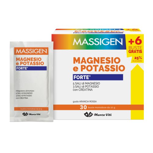 MASSIGEN MAGNESIO e POTASSIO FORTE 24 BUSTINE +6 IN OMAGGIO