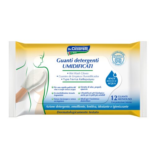 Ciccarelli Guanto Pre-Saponato Detergente Igienizzante Umidificato Pulizia Del Viso E Del Corpo Sen