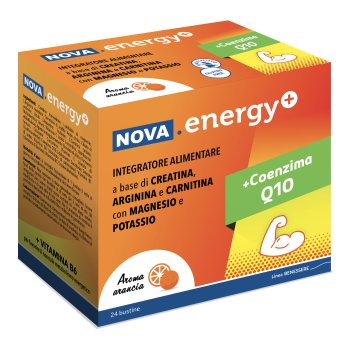 nova energy+ - integratore di creatina arginina e carnitina con magnesio potassio e vitamine 24 bustine