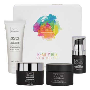 aox beauty box skin regime beauty routine anti- age - rassodante con 4 prodotti 
