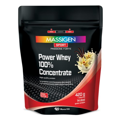 Massigen Sport Power Whey 100% Concentrate - Proteine Gusto Vaniglia 420gr