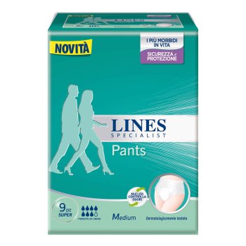 lines specialist pants unisex super taglia m pannoloni incontinenza 9 pezzi