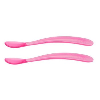 chicco cucchiaio in morbido silicone rosa 6m+ bi-pack