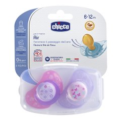 chicco succhietto physio air girl caucciù confezione da 2 pezzi 6-12m 