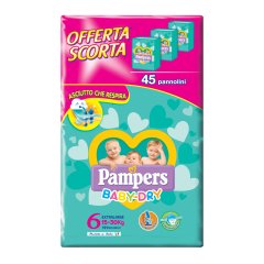 pampers baby dry taglia 6 xl 45 pannolini