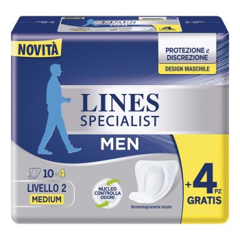 lines specialist men livello 2 medium assorbente maschile 14 pezzi