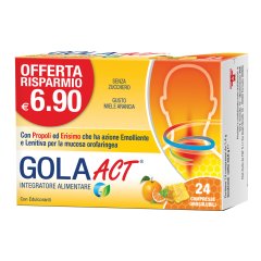 gola act miele arancia con propoli erisimo e vitamina c 24 compresse