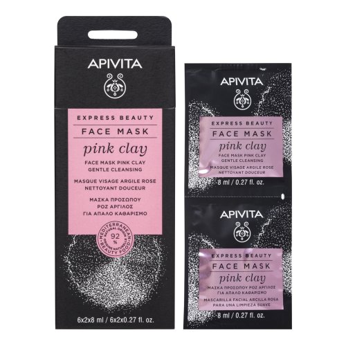 Apivita Express Beauty Pink Clay Maschera Viso Detersione Delicata 2 X 8ml