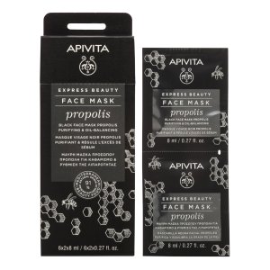 Apivita Express Beauty Propolis - Maschera Nera Purificante & Equilibrante Per Pelli Grasse Con Propoli 2x8ml