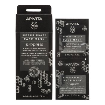 apivita express beauty propolis - maschera nera purificante & equilibrante per pelli grasse con propoli 2x8ml