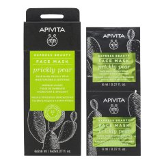 apivita express beauty prickly pear maschera viso idratante e lenitiva 2 x 8ml