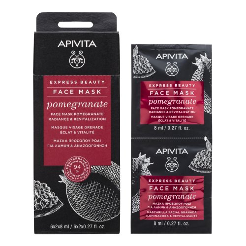 Apivita Express Beauty Pomegranate - Maschera Viso Illuminante E Rivitalizzante Con Melograno 2x8ml