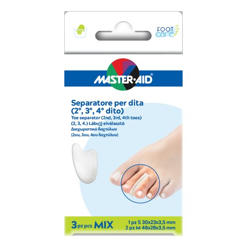 Master Aid Foot Care Separatore Dita In Gel (2°, 3°,4° Dito) 1 Small + 2 Medium 3 Pezzi