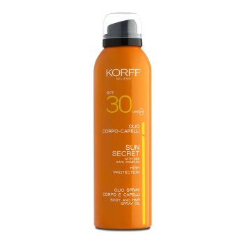 korff sun secret olio spray corpo e capelli spf 30 protezione solare alta 200ml