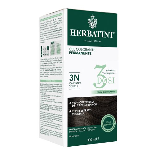 Herbatint Gel Colorante Permanente Senza Ammoniaca 3 Dosi 3N Castano Scuro 300ml