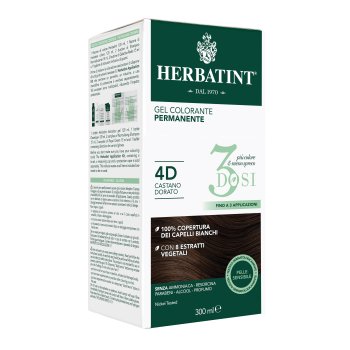 herbatint gel colorante permanente senza ammoniaca 3 dosi 4d castano dorato 300ml