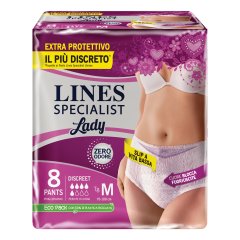 lines specialist lady pants discret taglia m (70-100 cm) mutandina per incontinenza urinaria 8 pezzi