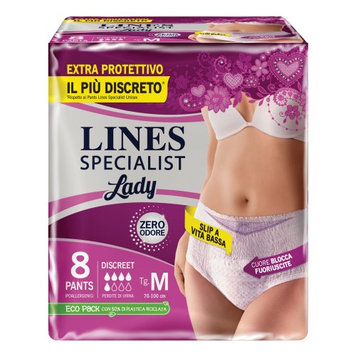 Lines Specialist Lady Pants Discret Taglia M (70-100 cm) Mutandina Per Incontinenza Urinaria 8 Pezz