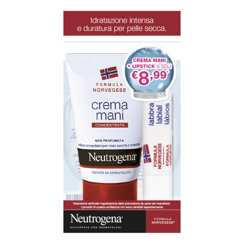 Neutrogena Crema Mani Concentrata Non Profumata 75ml + Lipstick Bundle 4,8g