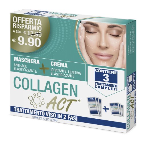 Collagen Act Trattamento Viso In 2 Fasi - 3 Maschere E 3 Creme Idratanti 