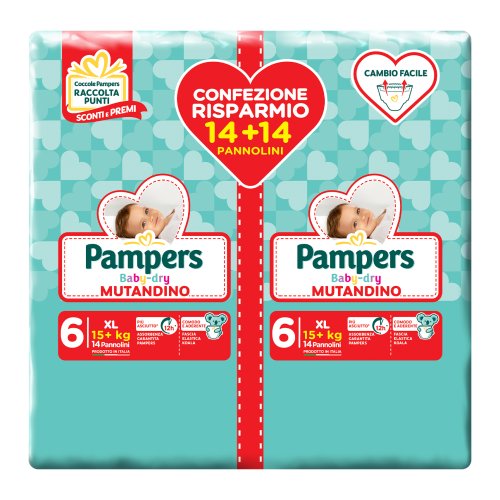 Pampers Baby Dry Duo Mutandino XL Taglia 6 (15+ Kg) 28 Pannolini