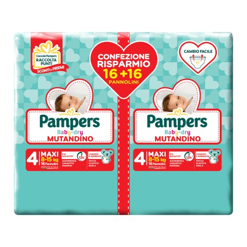 Pampers Baby Dry Duo Mutandino Maxi Taglia 4 (8-15 Kg) 32 Pannolini