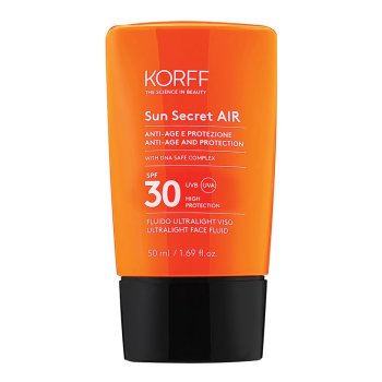 korff sun secret air spf 30 fluido ultralight viso anti-age protezione solare alta 50ml