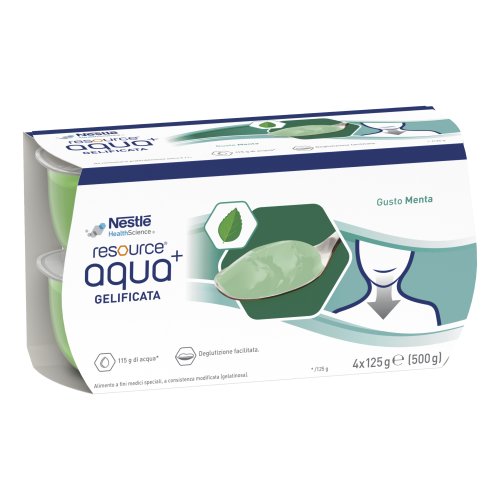 Resource Aqua+ Gelificata Gusto Menta 4 Vasetti Da 125g