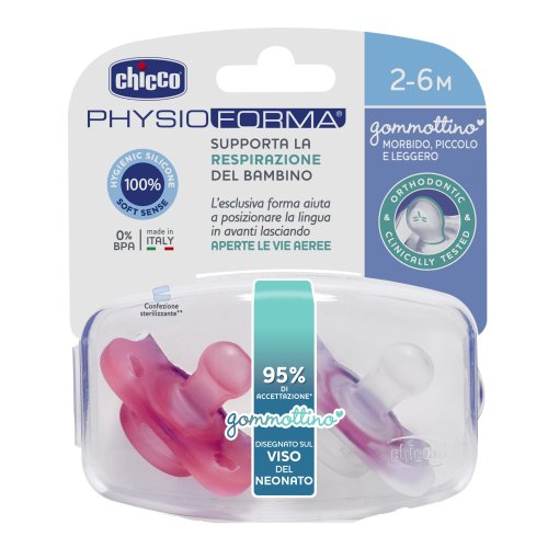 Chicco Gommotto Physio Girl Silicone 2-6m 2 Pezzi