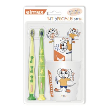 elmex special pack dentifricio bimbi 50ml + 2 spazzolini bimbi 3-6 anni+ 1 tazza omaggio