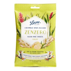 leone caramelle zenzero senza zucchero in sacchetto di carta 100g