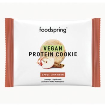 foodspring vegan protein cookie snack - biscotti proteici mela cannella 50g