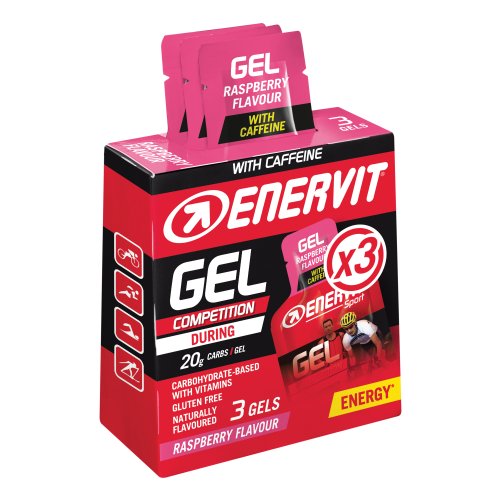 Enervit Sport Gel Competition Energetico Gusto Lampone Con Caffeina 3 Minipack Da 25ml