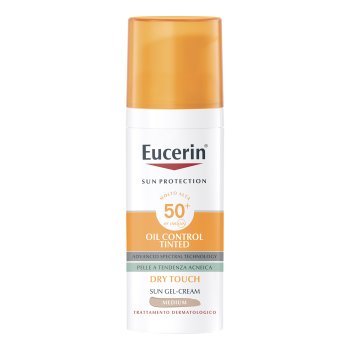 eucerin sun gel-creme medium oil control tinted dry touch fp50+ protezione solare molto anta pelle acneica 50ml