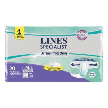 lines specialist derma protection - livello maxi taglia m/l pannoloni a mutandina incontinenza 20 pezzi