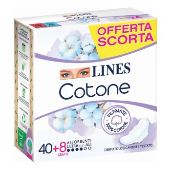 lines cotone bio assorbenti ultra con ali 40+8 pezzi offerta scorta