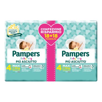 pampers baby dry - maxi taglia 4 ( 7-18kg ) duo 36 pannolini