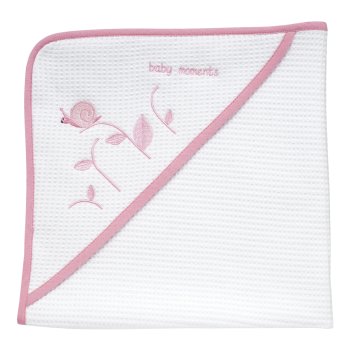 chicco quadrato piquet - asciugamano neonato tenera lumachina rosa 0m+