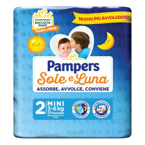 Pampers Sole & Luna Mini Taglia 2 (3-6Kg) 21 Pannolini