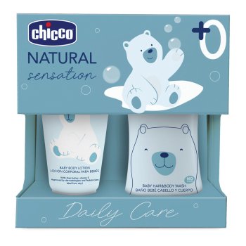 chicco baby cosmetic set natural sensation - daily care bagno + shampoo + crema