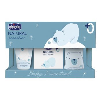 chicco baby cosmetic set natural sensation - baby essential bagno + crema corpo + acqua profumata