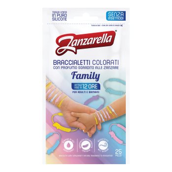 zanzarella braccialetti colorati anti-zanzare family 25 pezzi