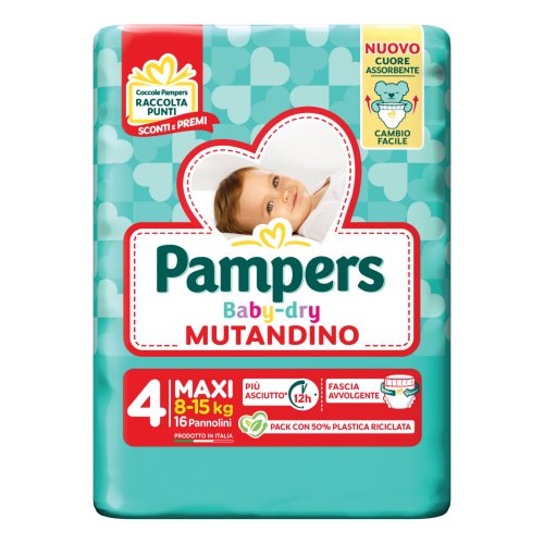 Pampers Baby Dry Mutandino - Maxi Taglia 4 (7-18 Kg) 16 Pezzi