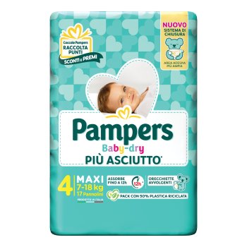 pampers baby dry downcount - maxi taglia 4 (7-18 kg) 17 pezzi
