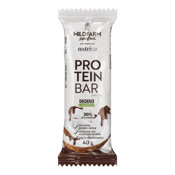 wildfarm protein baretta proteica ricoperta di cioccolato al latte con tè matcha gusto cocco 40g