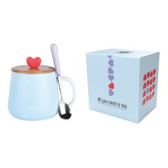 himalaya handy mug ceramica tazza heart light blue con cucchiaino 450ml