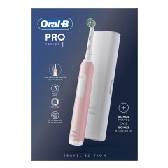 oral-b spazzolino elettrico pro 1 rosa + 1 testina di ricambio + custodia